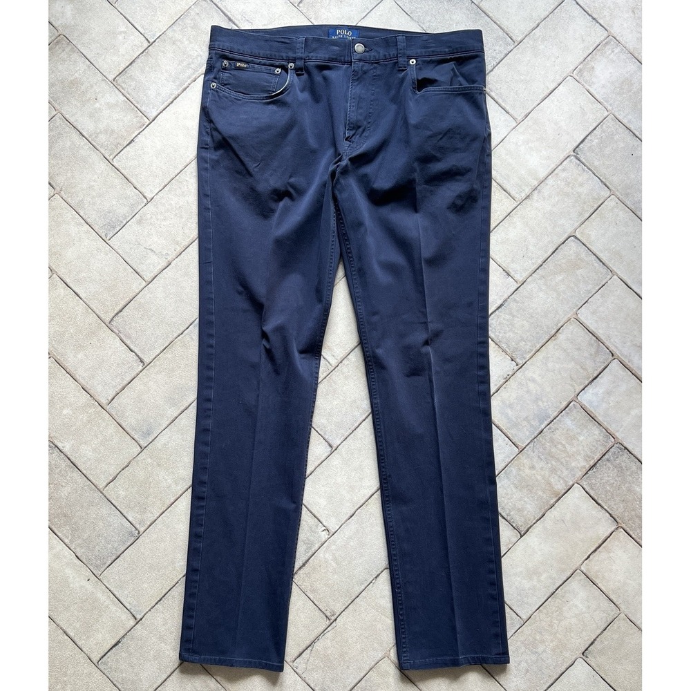 POLO Ralph Lauren Chino Men's Pants 100% Cotton Trousers 34x34 Blue Preppy‎